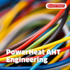 Different coloured cables with the writing "Powerheat AHT Engineering" in white
